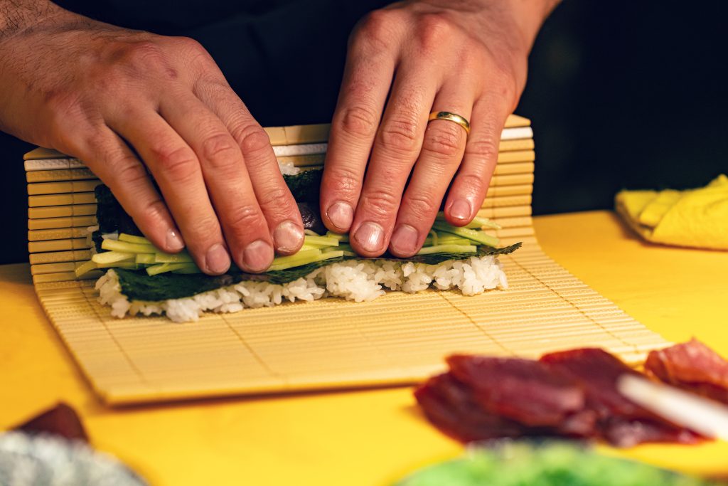 Chef making sushi